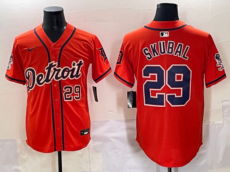 Men 2025 Detroit Tigers #29 Skubal Orange Fashion Nike MLB Jersey style 7154